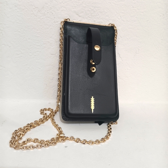 Thacker Handbags - Thacker Black Nora Phone Crossbody Purse Gold Chain